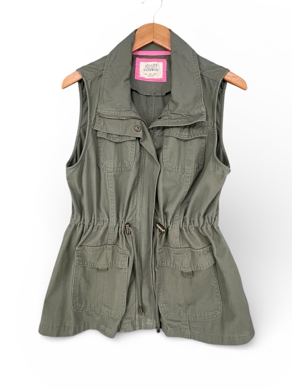 Ashley Outerwear Olive Utility Cargo Vest Size Large